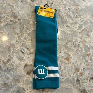 M&M teal knee high socks, One Size Fits most (9-11)